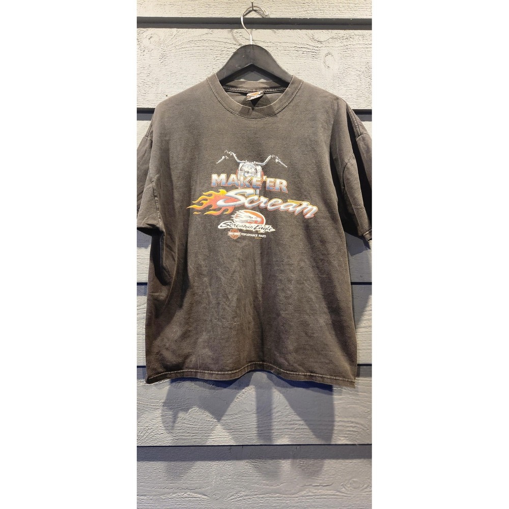Vintage Harley-Davidson Shirt Mens XL Black Screamin Eagle Starved Rock Tee